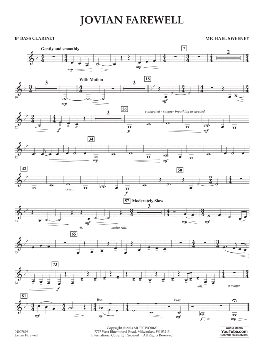 Jovian Farewell - Bb Bass Clarinet