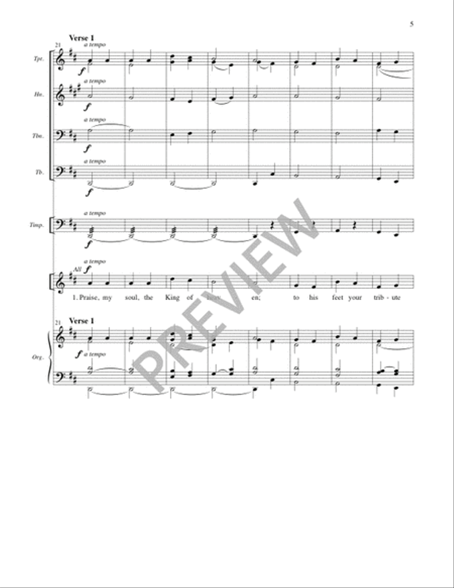 Praise, My Soul, the King of Heaven - Full Score and Parts 4-Part scores gallery preview page 6