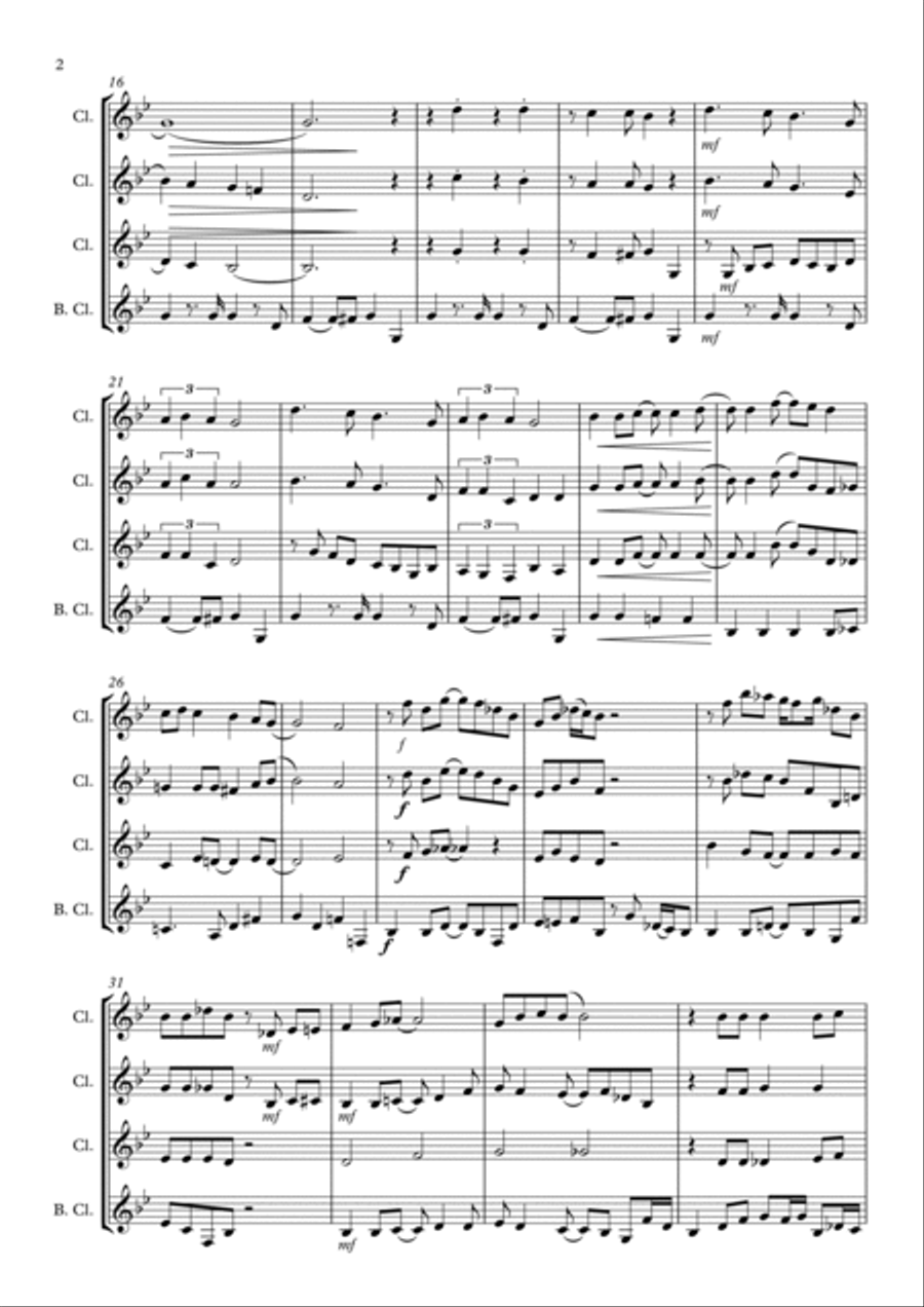 Christmas Clarinet Medley Clarinet Quartet scores gallery preview page 2