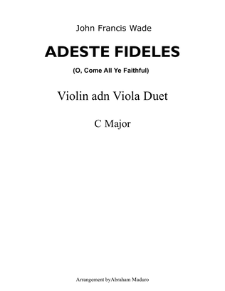 Adeste Fideles (O, Come All Ye Faithful) Violin and Viola Duet-Score and Parts