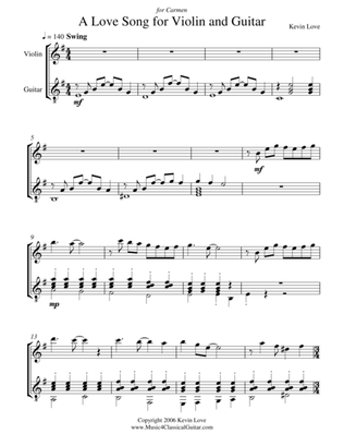 A Love Song for Violin and Guitar - Score and Parts
