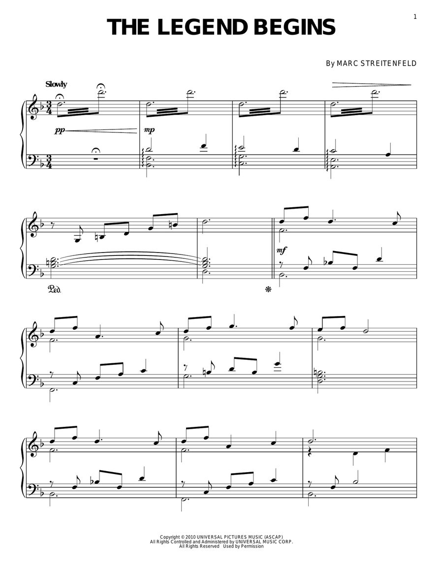 The Legend Begins The Legend Begins Piano Solo scores gallery preview page 1