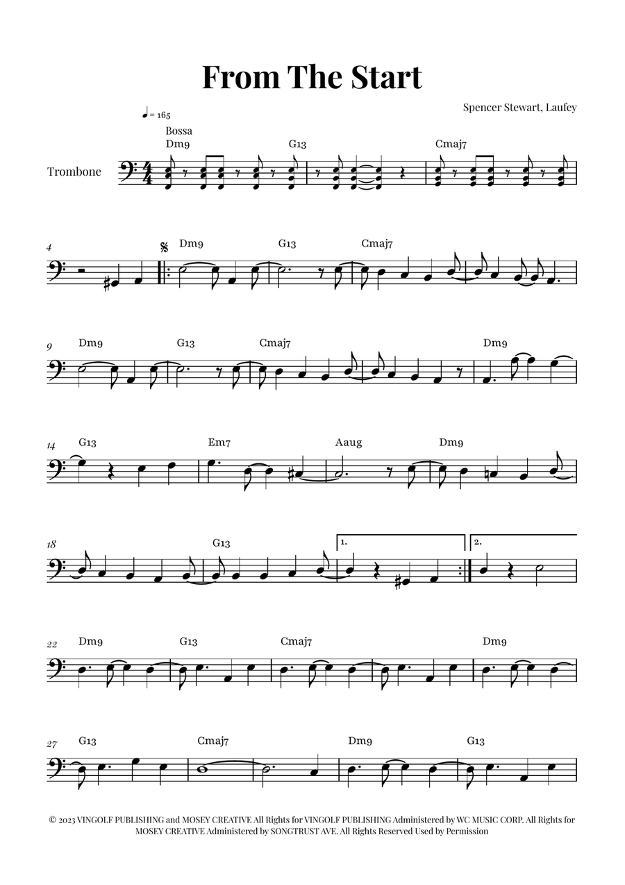 From The Start Trombone Solo scores gallery preview page 1