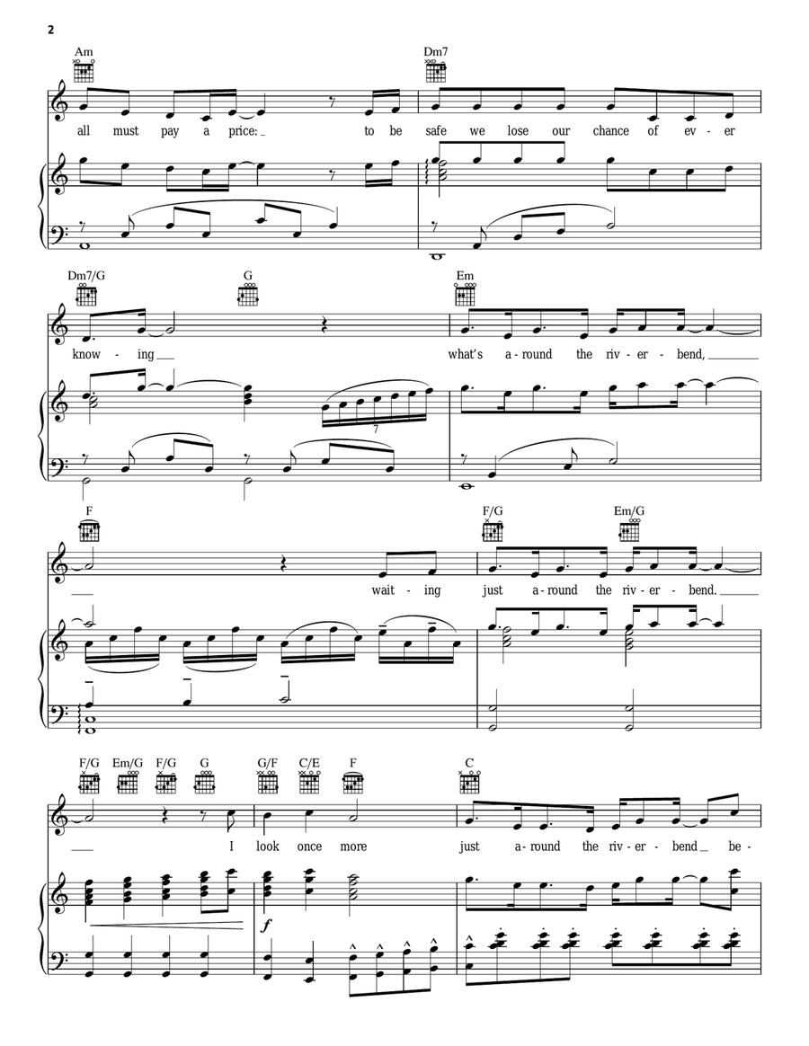 Just Around The Riverbend Piano, Vocal, Guitar scores gallery preview page 2