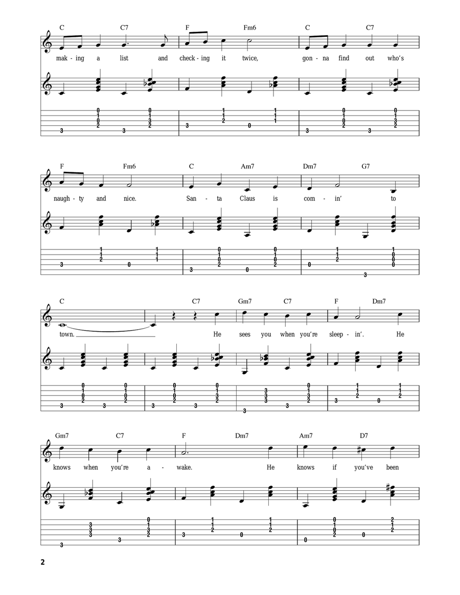 Santa Claus Is Comin' To Town Guitar Tablature scores gallery preview page 2