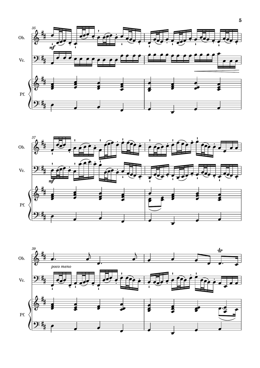 Canon in D Major, P.37; T.337. Arranged for Oboe, Violoncello and Piano. Score and Parts Small Ensemble scores gallery preview page 5