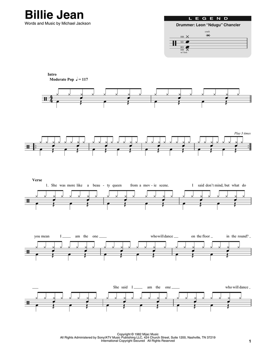 Billie Jean Drum Set scores gallery preview page 1