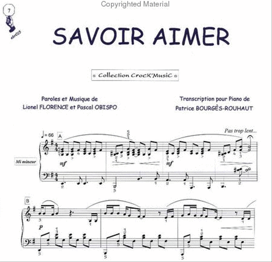 Savoir aimer (Collection CrocK'MusiC) Piano Solo scores gallery preview page 2