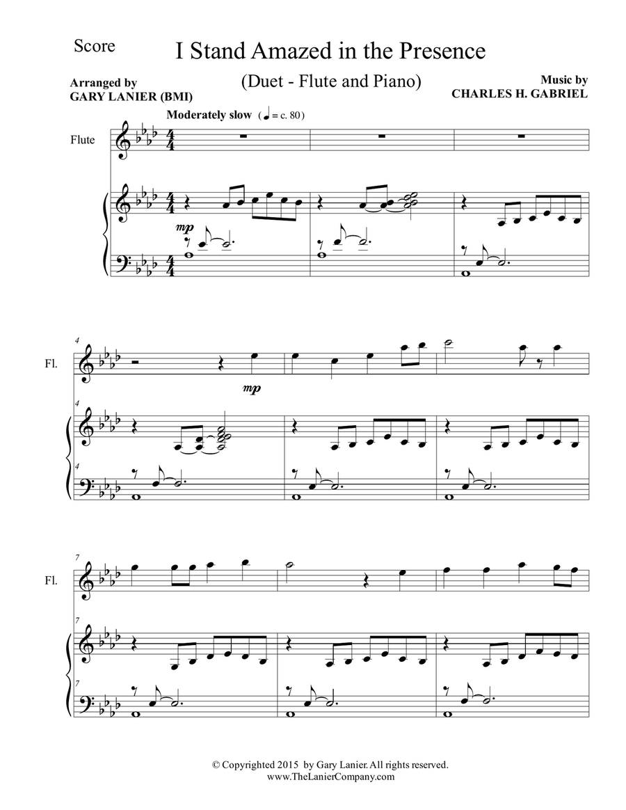 Gary Lanier: I STAND AMAZED in the PRESENCE (Duet – Flute & Piano with Parts) Woodwind Duet scores gallery preview page 2