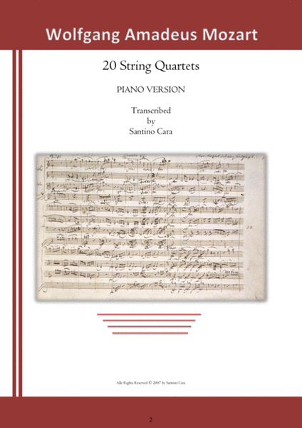 Mozart - 20 String Quartets - Piano Version