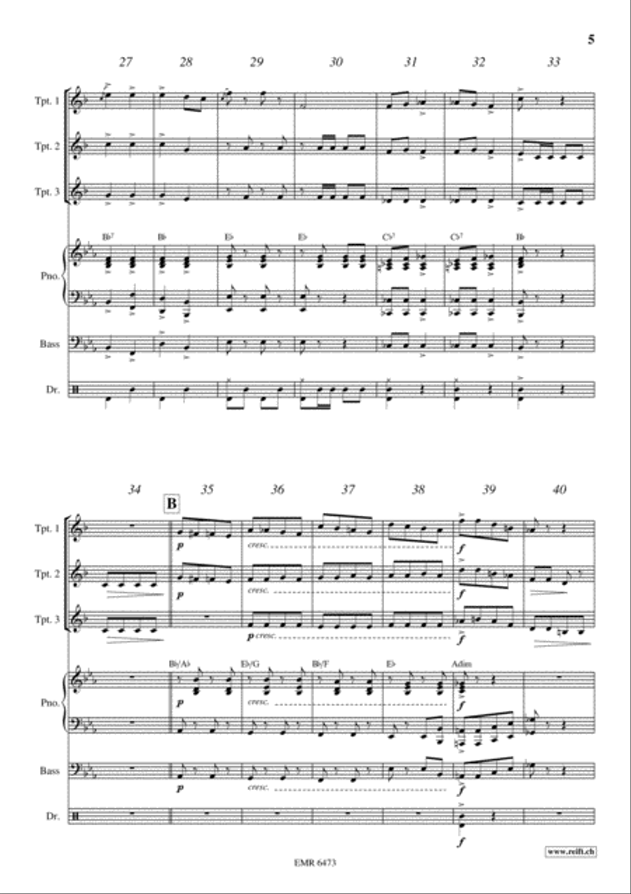 Tritsch-Tratsch Polka Trumpet Trio scores gallery preview page 5