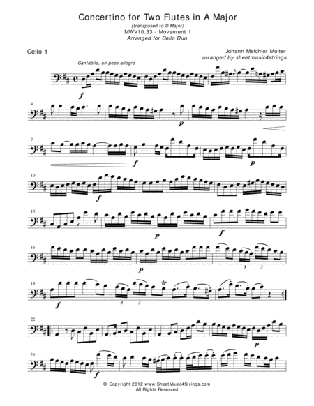 Molter, J. - Concertino (Mvt. 1) for Two Cellos image number null