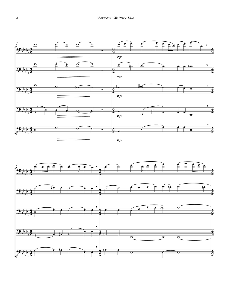 We Praise Thee - Russian Orthodox Chant for Trombone Ensemble Brass Ensemble scores gallery preview page 2