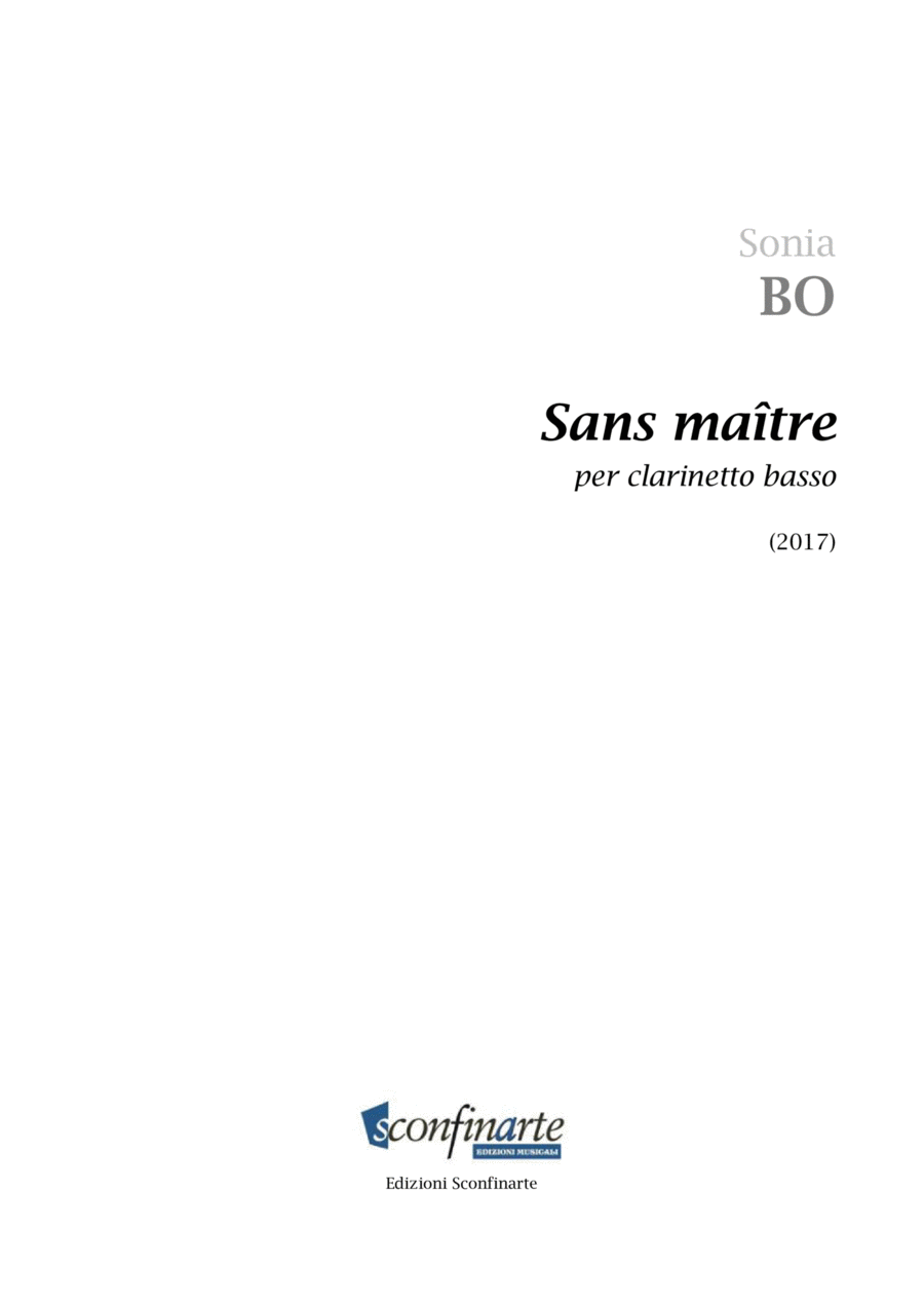 Sonia Bo: SANS MAÎTRE (ES 1018) Bass Clarinet scores gallery preview page 1