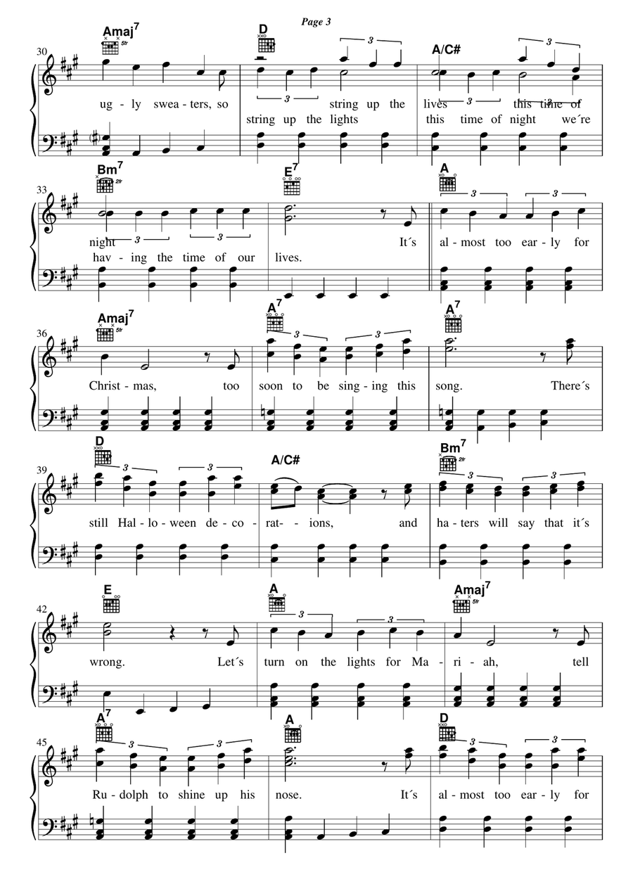 Too Early For Christmas Piano, Vocal, Guitar scores gallery preview page 3