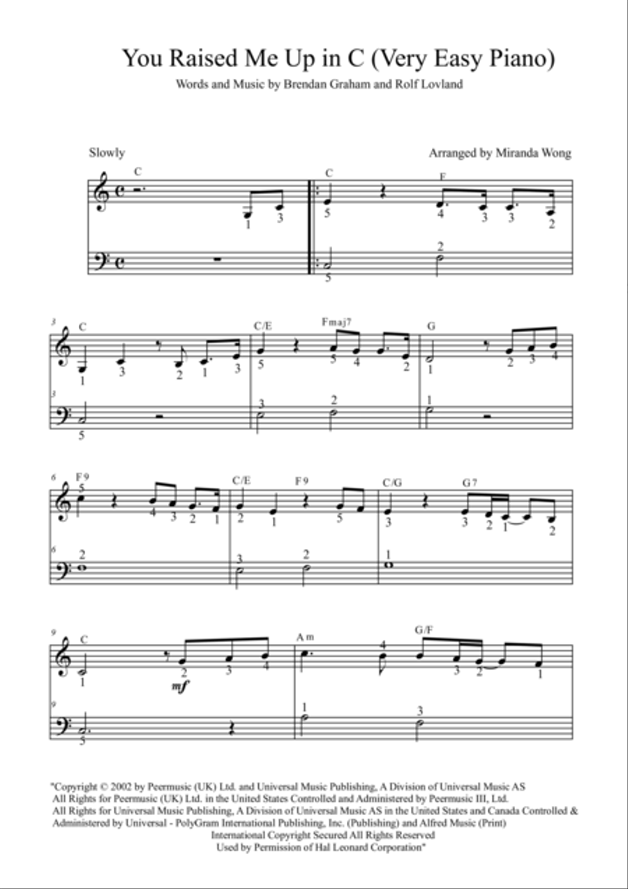 You Raise Me Up Easy Piano scores gallery preview page 1