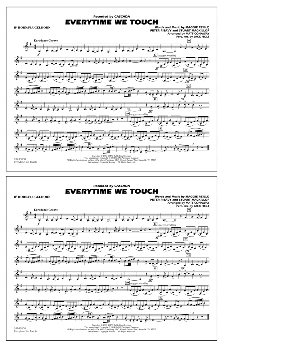 Everytime We Touch - Bb Horn/Flugelhorn Marching Band scores gallery preview page 1