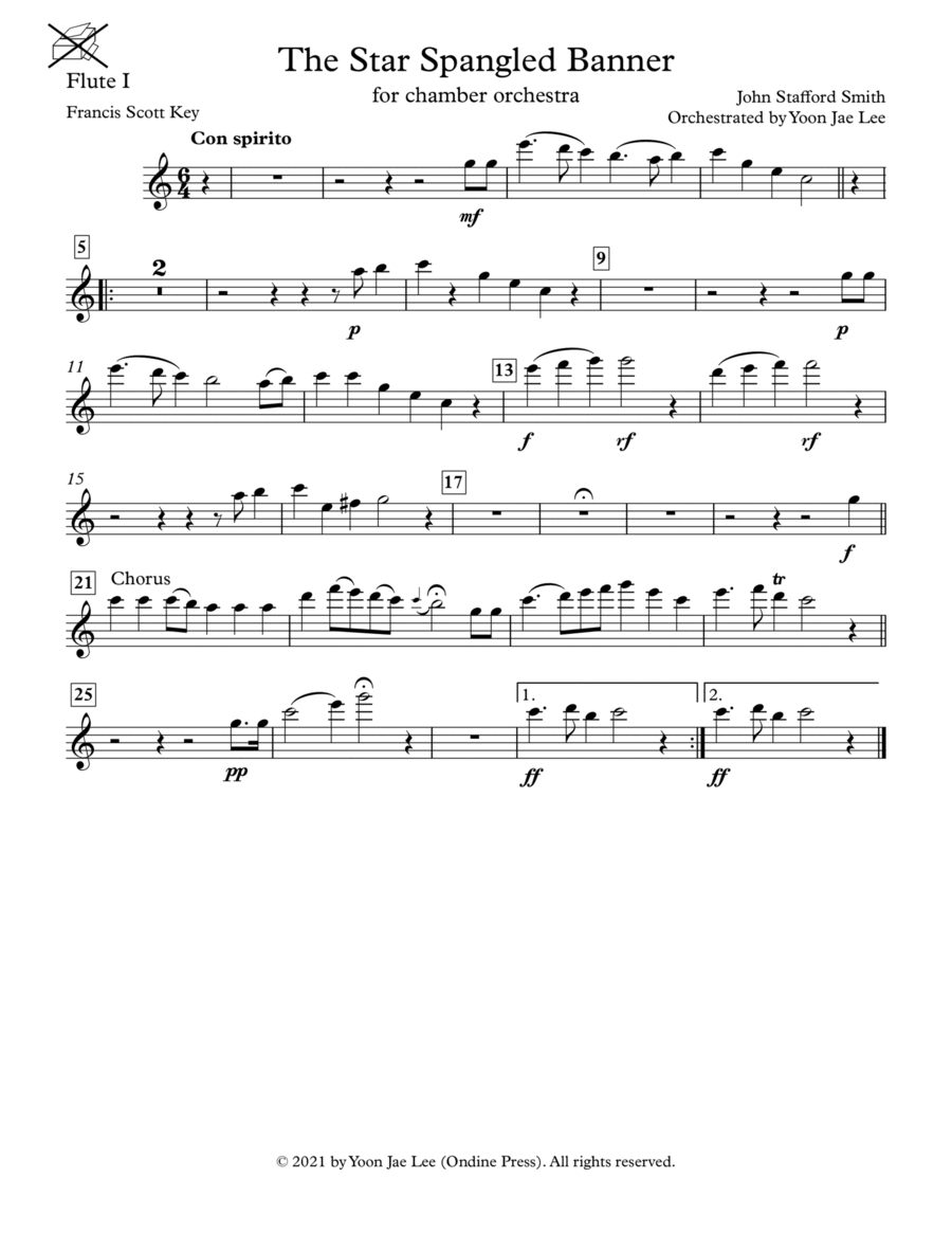 The Star Spangled Banner (US National Anthem) for Chamber Orchestra - Set of Parts image number null