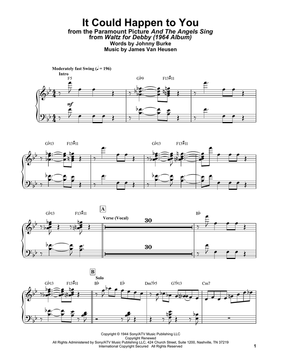 It Could Happen To You (from And The Angels Sing) Piano Solo scores gallery preview page 1