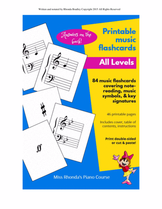 Music Flashcards for all student levels (printable)