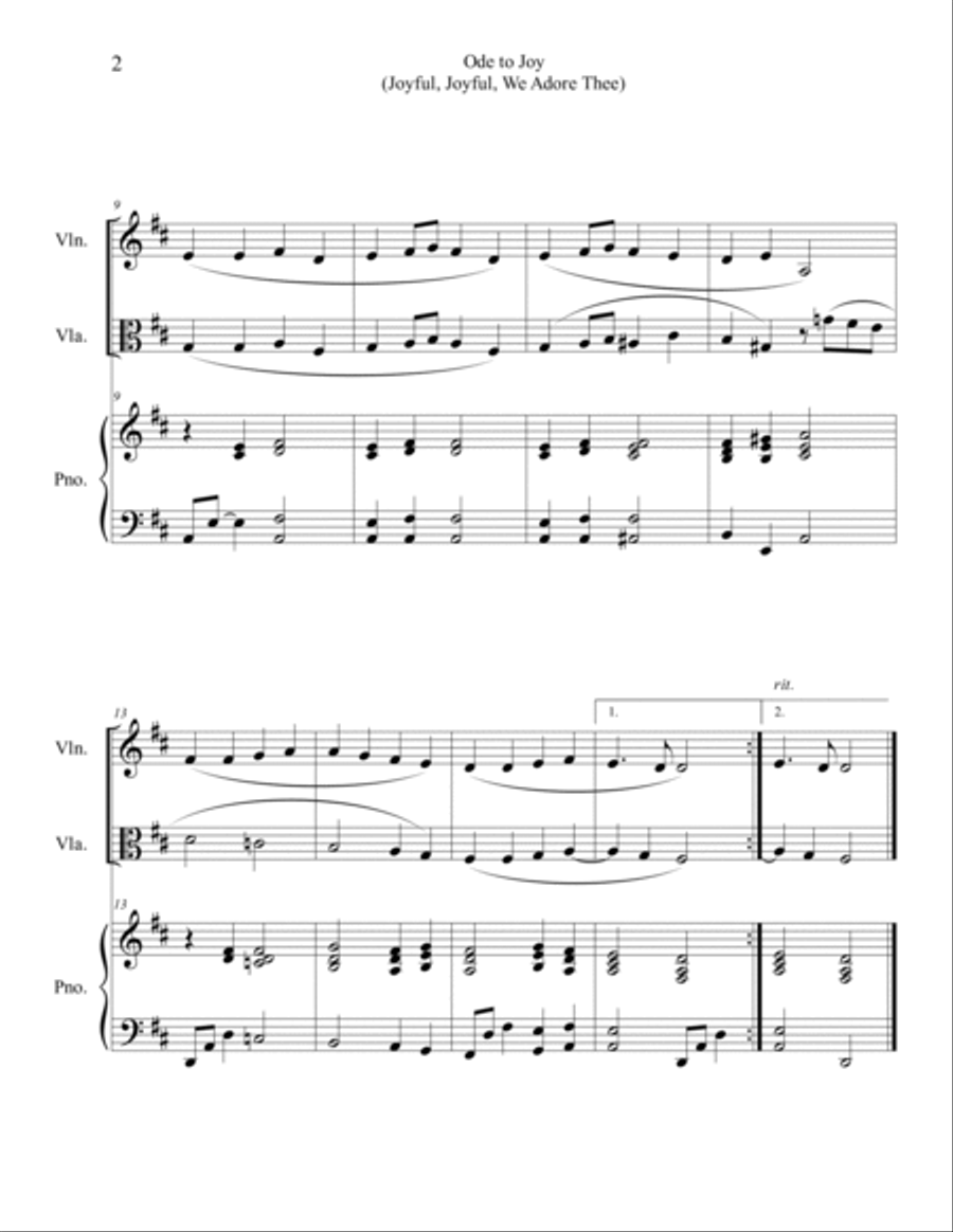 Ode to Joy (Violin and Viola Duet with Piano Accompaniment) String Duet scores gallery preview page 2