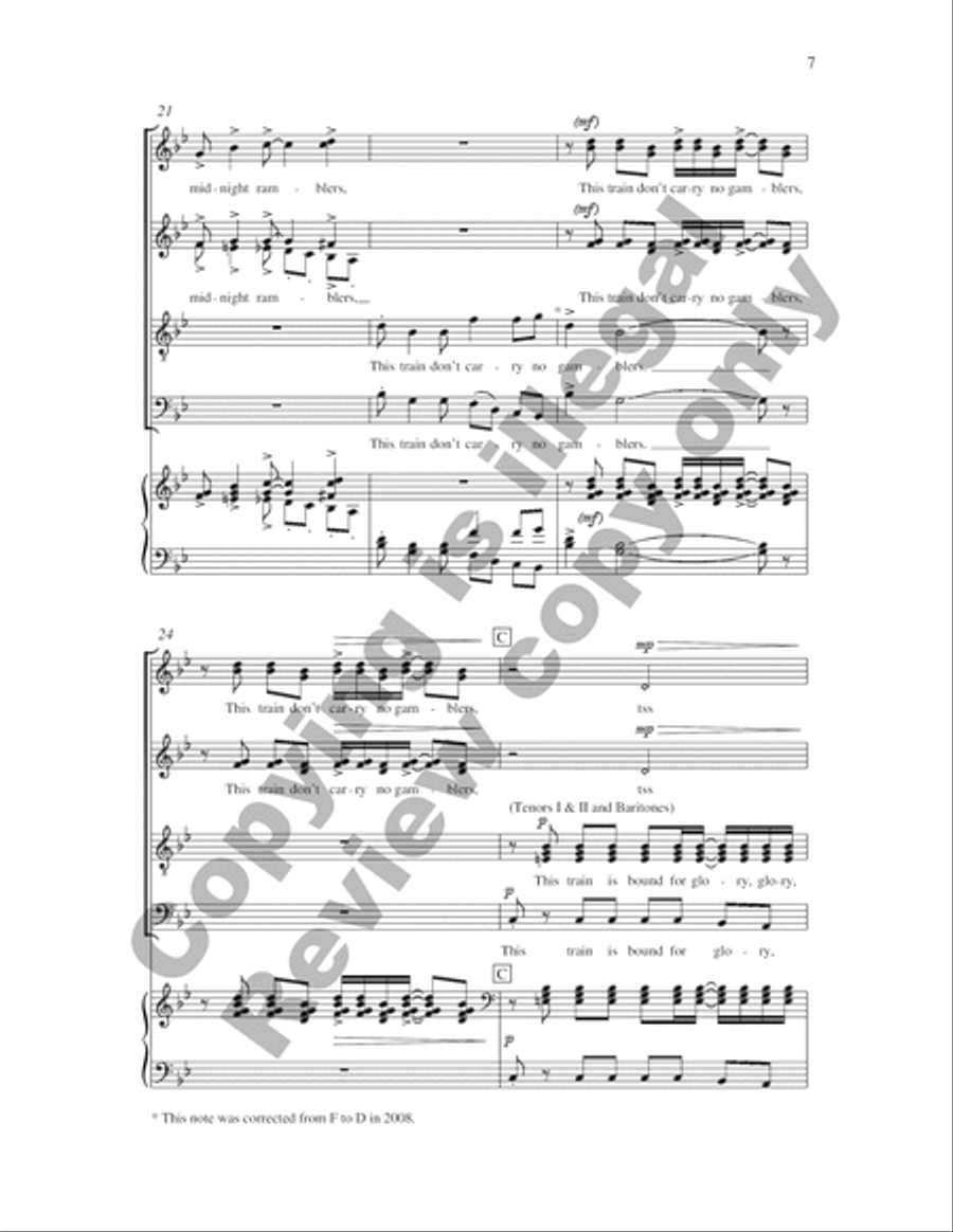 Gospel Songs: This Train (Piano/Choral Score) 4-Part scores gallery preview page 12