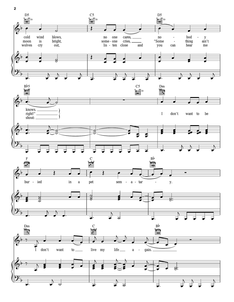 Pet Sematary Pet Sematary Piano, Vocal, Guitar scores gallery preview page 2