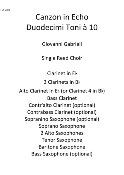 Canzon in Echo Duodecimi Toni a 10