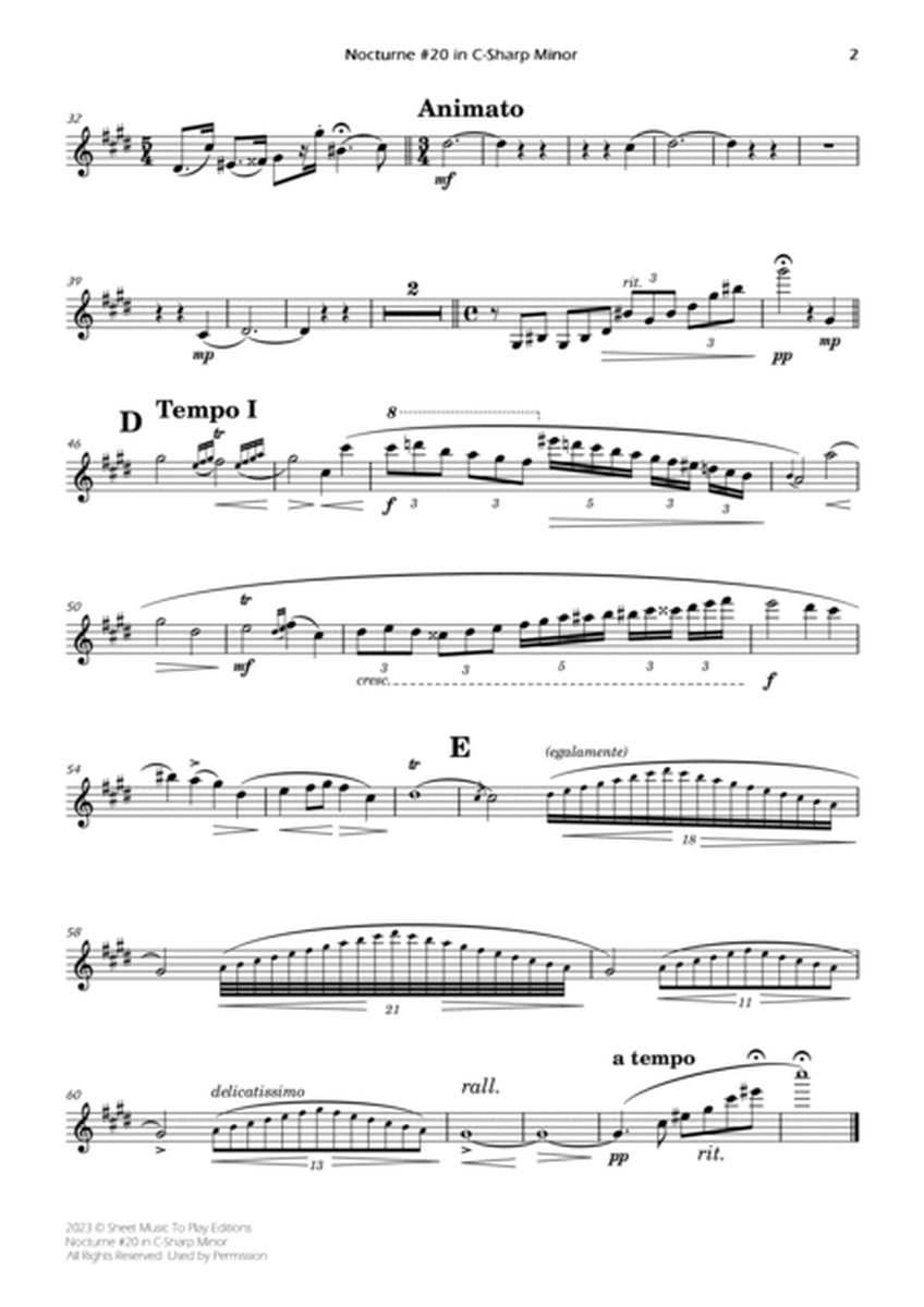 Nocturne No.20 in C Sharp minor - Violin Solo, Strings and Piano (Individual Parts) image number null