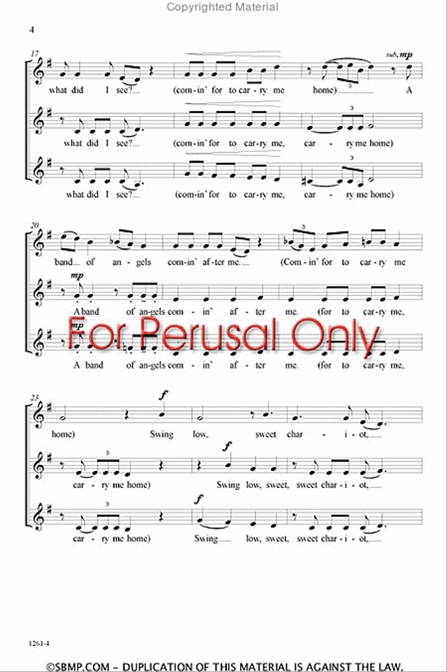 Swing Low, Sweet Chariot - SSA or TTB Octavo SSA scores gallery preview page 4