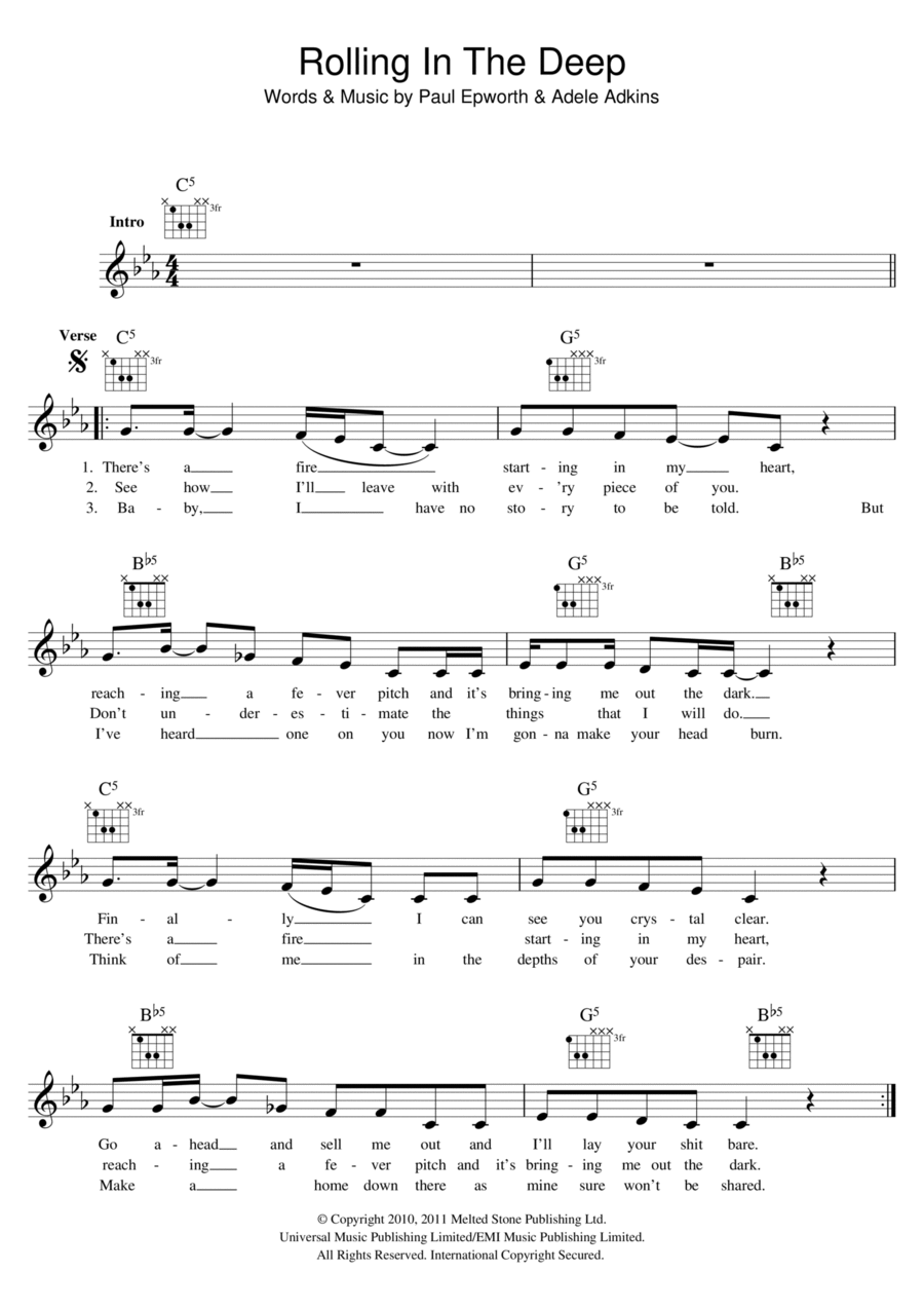 Rolling In The Deep Piano scores gallery preview page 1