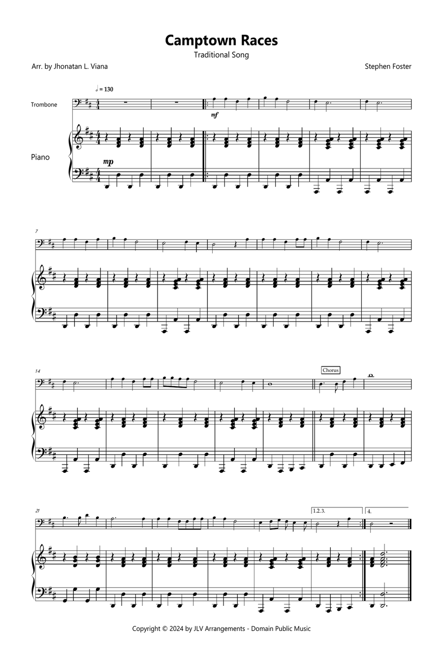 Camptown Races Easy Piano scores gallery preview page 1