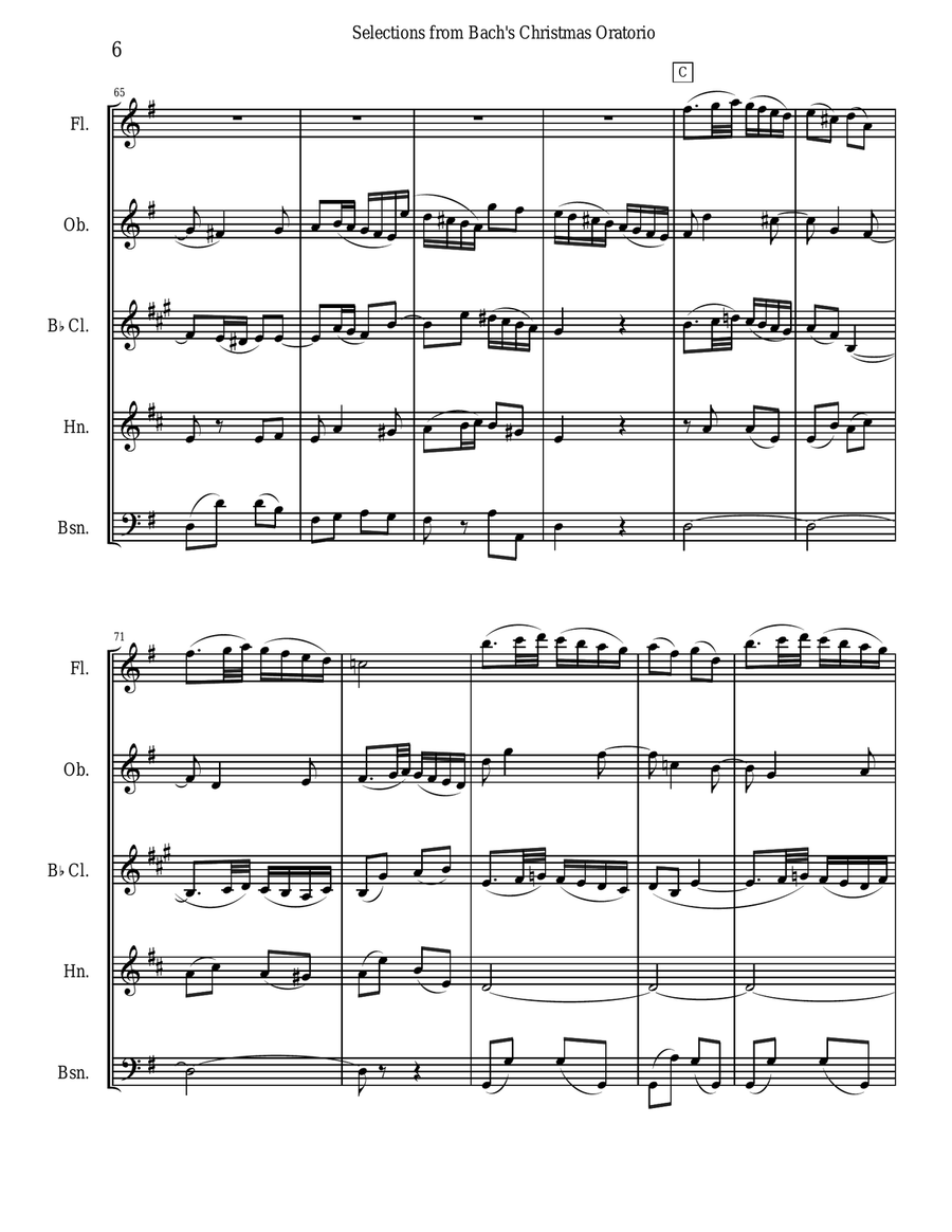 Bach's Christmas Oratorio Selections for Woodwind Quintet Woodwind Quintet scores gallery preview page 6