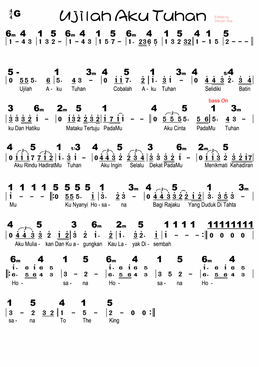 Ujilah Aku Tuhan Piano scores gallery preview page 1