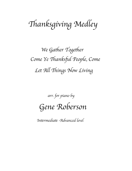 Thanksgiving Song Medley for Piano Solo