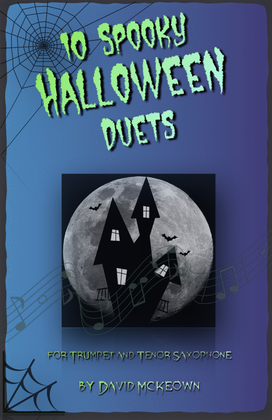 Book cover for 10 Spooky Halloween Duets for Trumpet and Tenor Saxophone