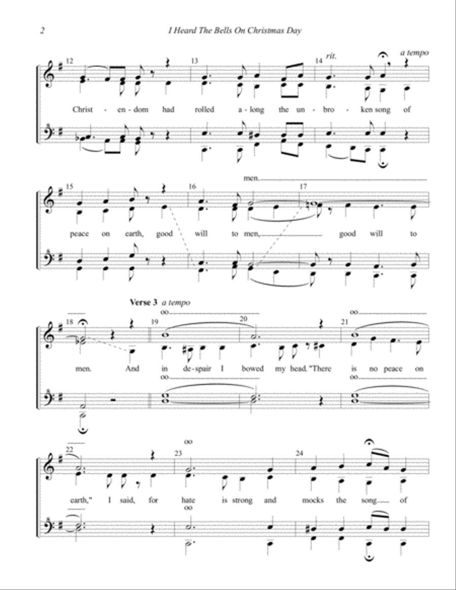 I Heard The Bells On Christmas Day SSAA scores gallery preview page 2