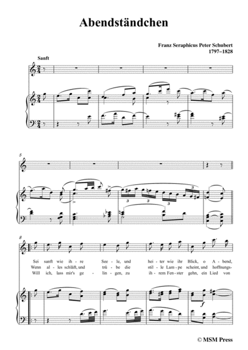 Schubert-Abendständchen,in C Major,for Voice&Piano image number null