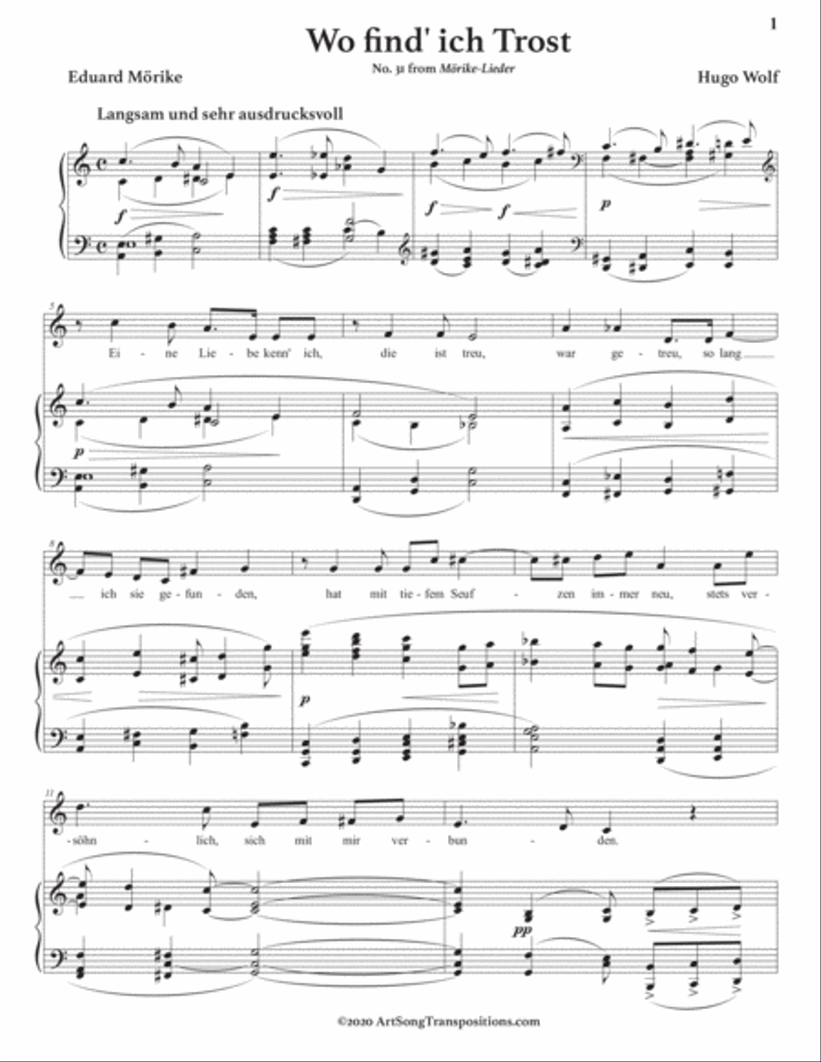 WOLF: Wo find' ich Trost (transposed to A minor) Voice scores gallery preview page 2