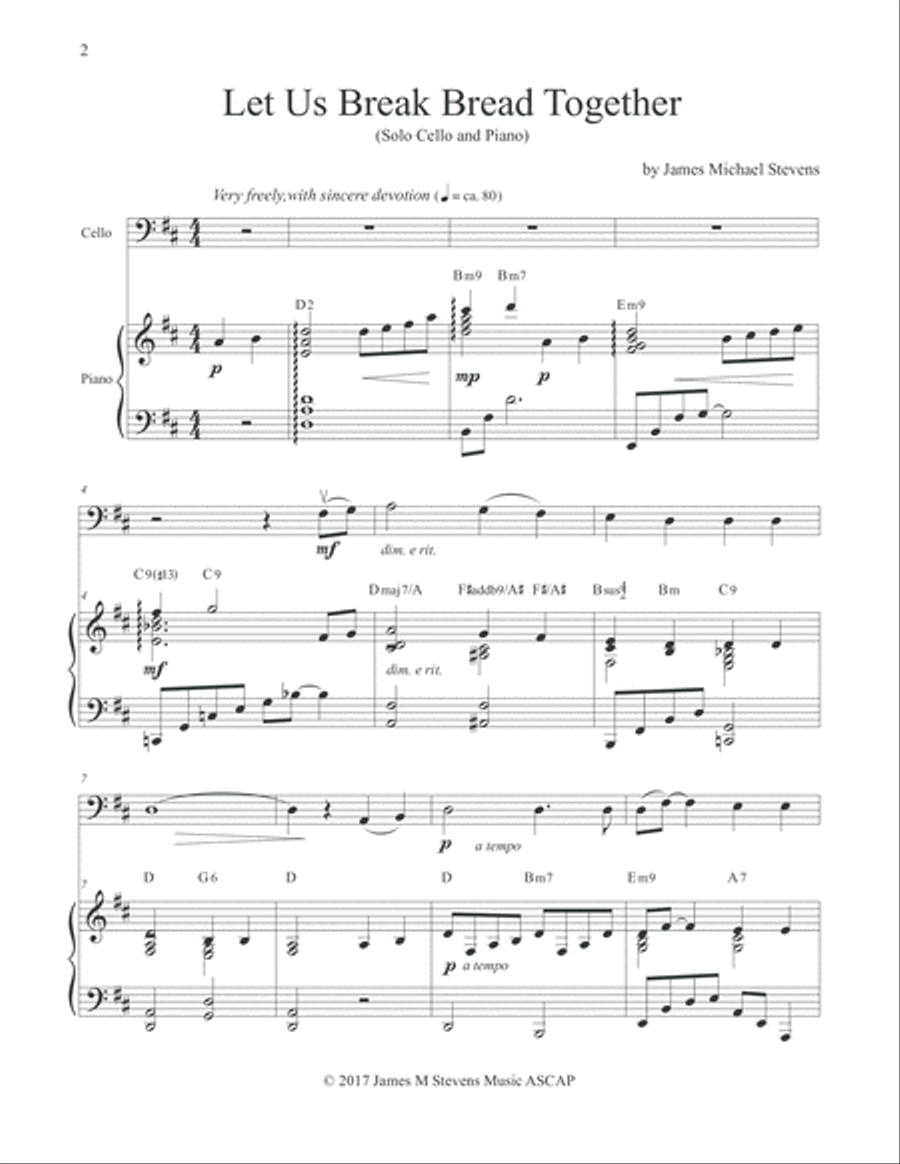 Let Us Break Bread Together (Cello & Piano in D Major) Piano scores gallery preview page 2