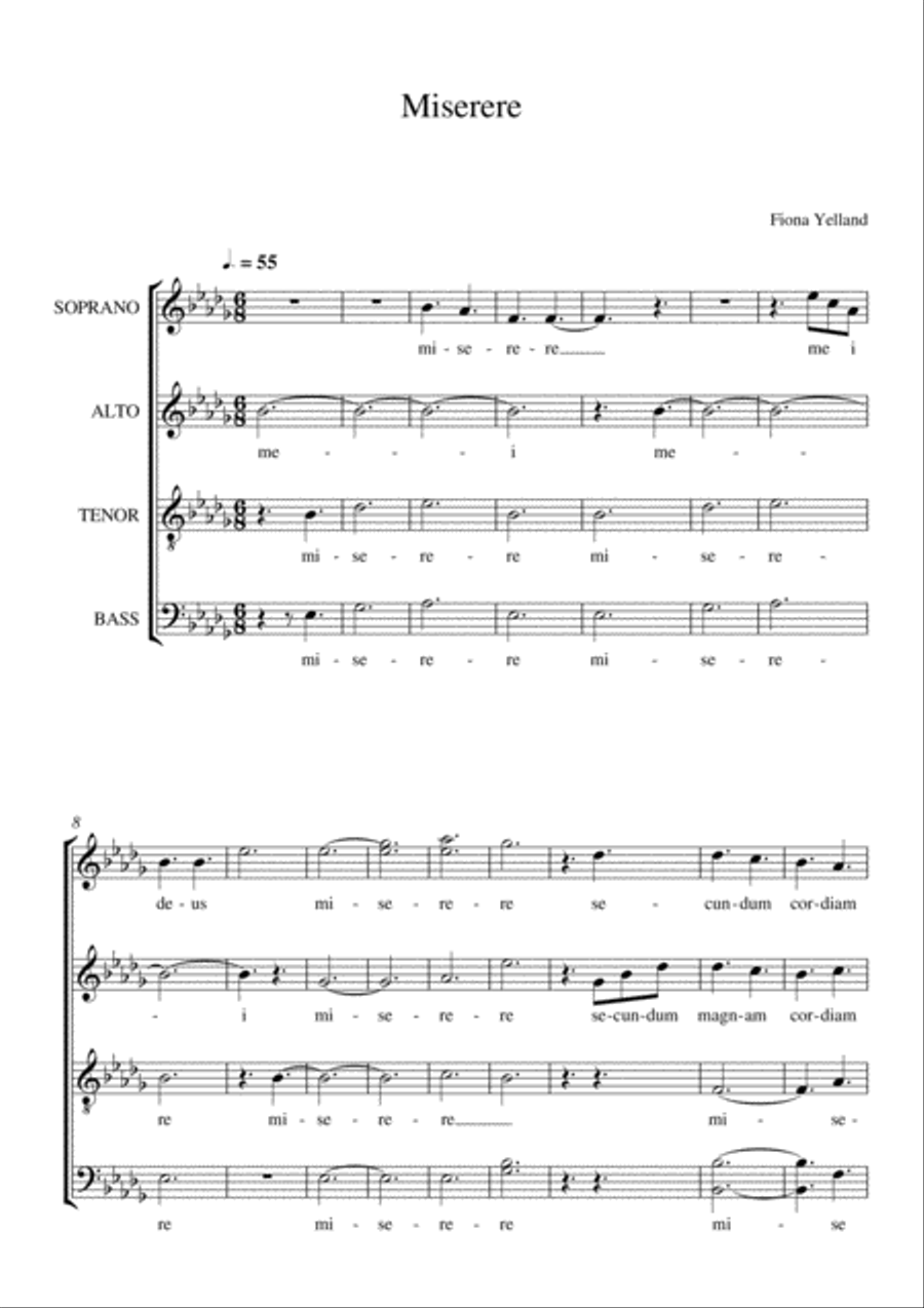 Miserere 4-Part scores gallery preview page 1