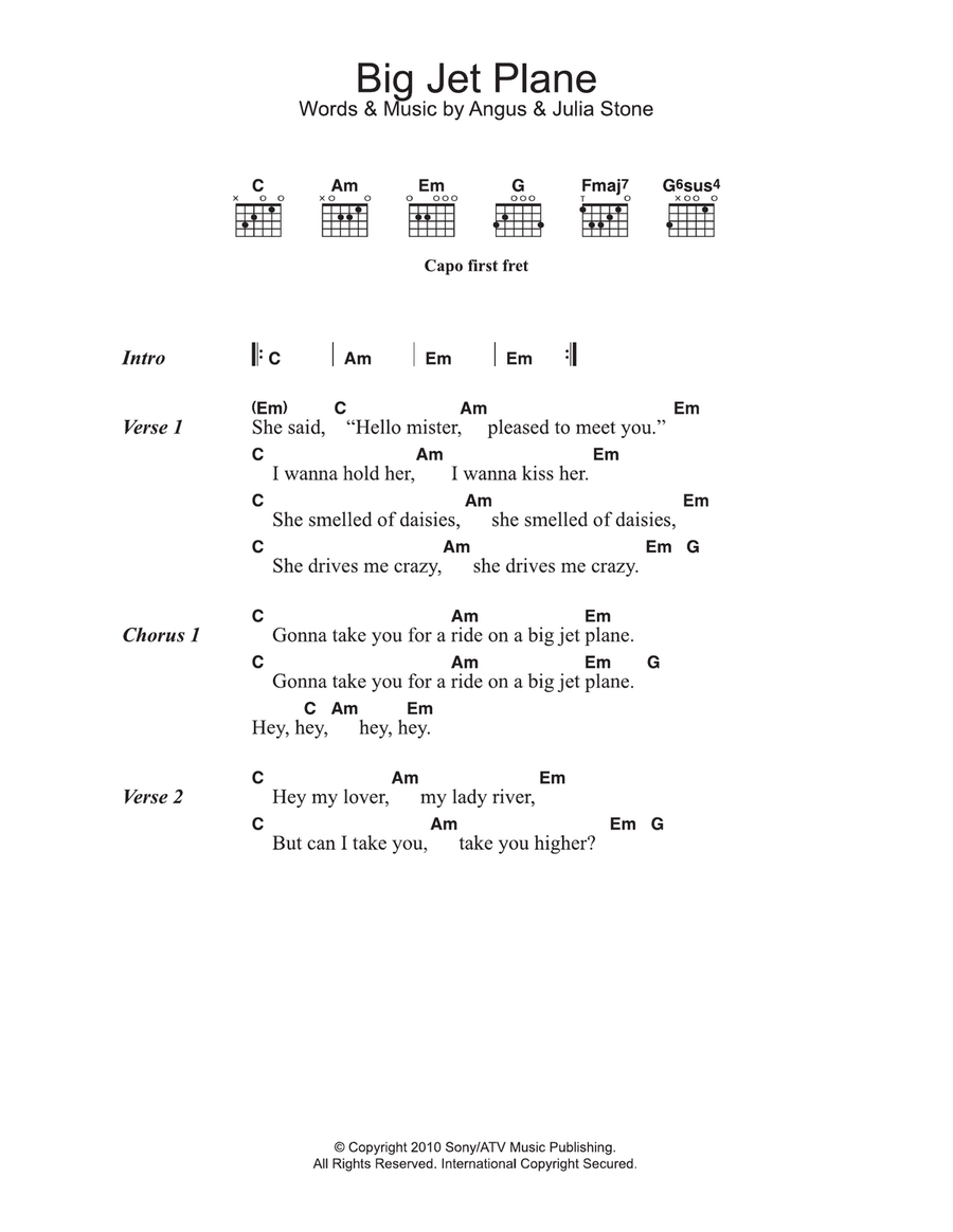 Big Jet Plane Acoustic Guitar scores gallery preview page 1