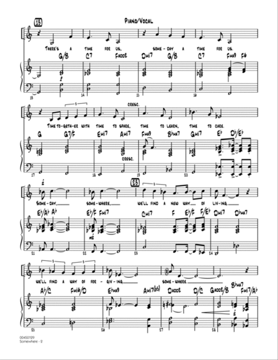 Somewhere (from West Side Story) - Piano/Vocal Jazz Ensemble scores gallery preview page 2