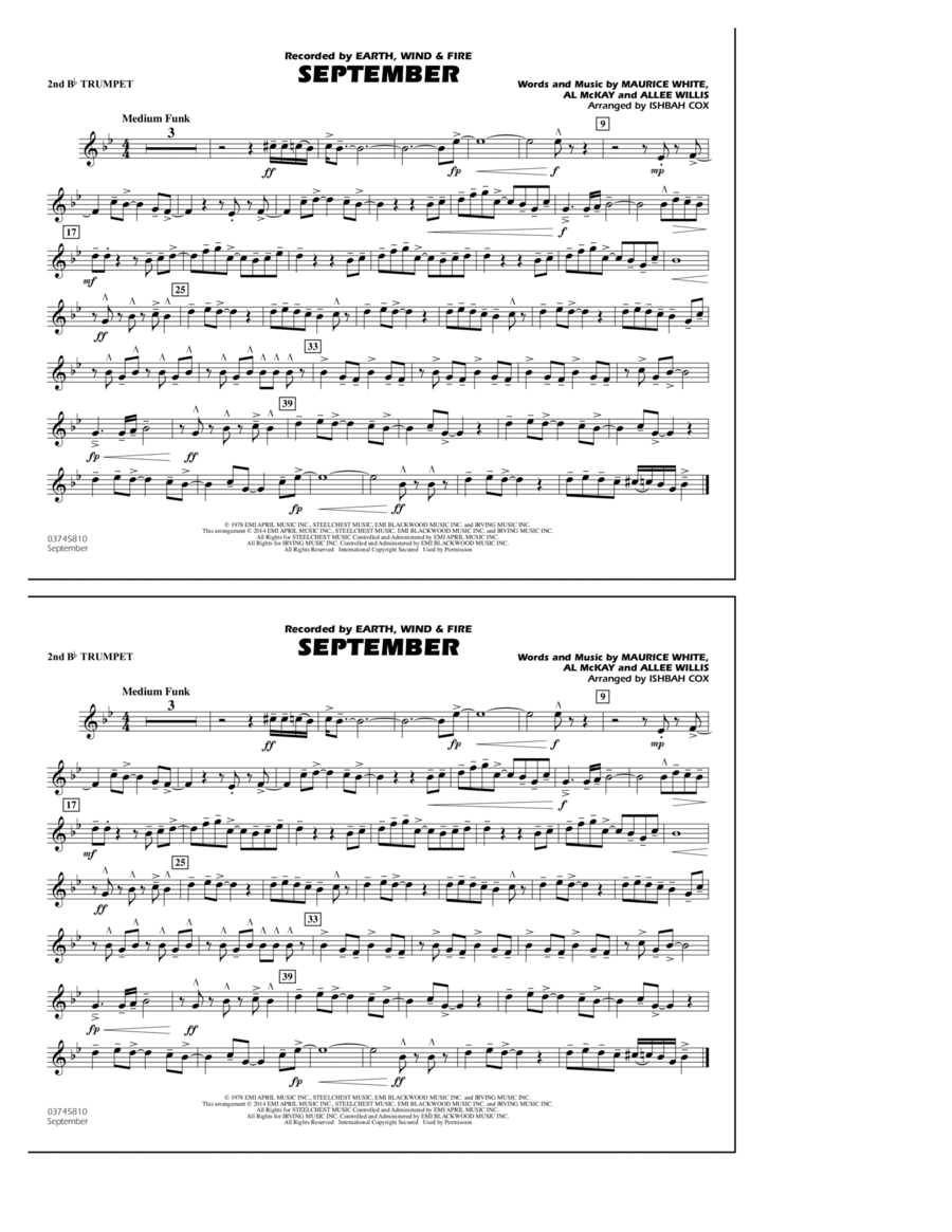 September - 2nd Bb Trumpet Marching Band scores gallery preview page 1