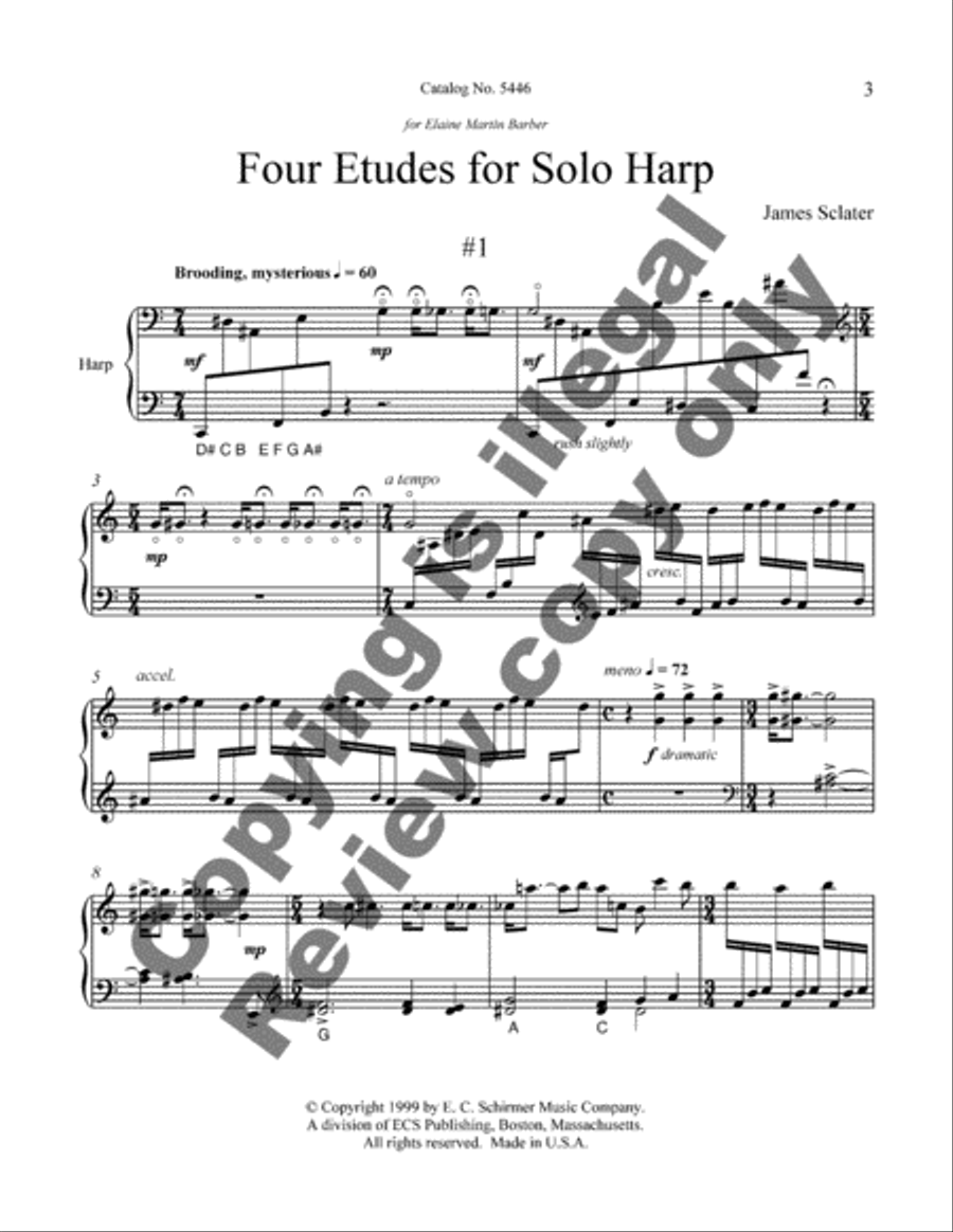 Four Etudes for Solo Harp Harp scores gallery preview page 8