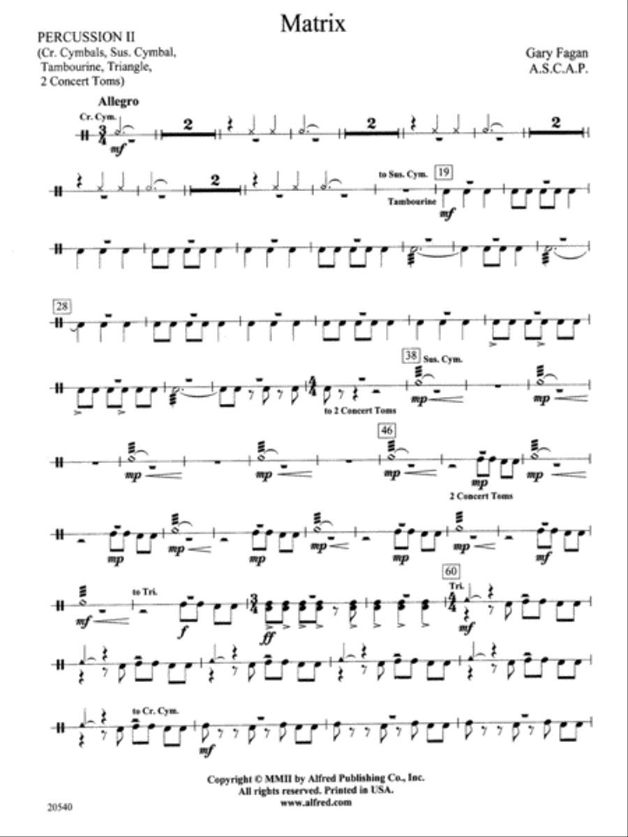 Matrix: 2nd Percussion Concert Band scores gallery preview page 1
