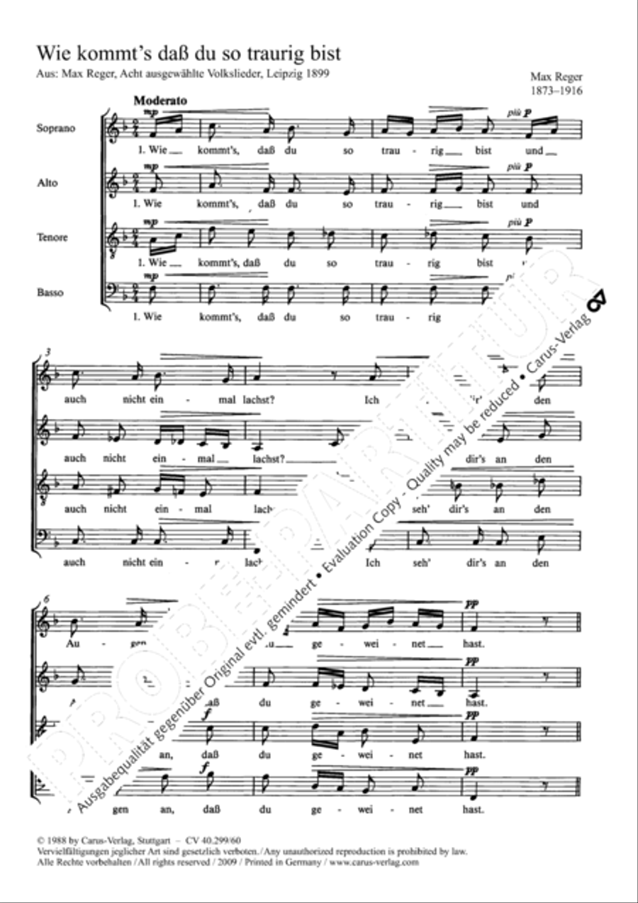 Wie kommt's, dass du so traurig bist? 4-Part scores gallery preview page 2