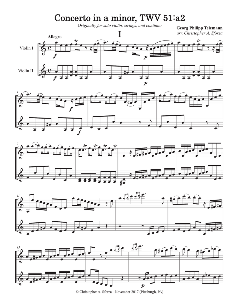 Concerto in a minor, TWV 51:a2 String Duet scores gallery preview page 2