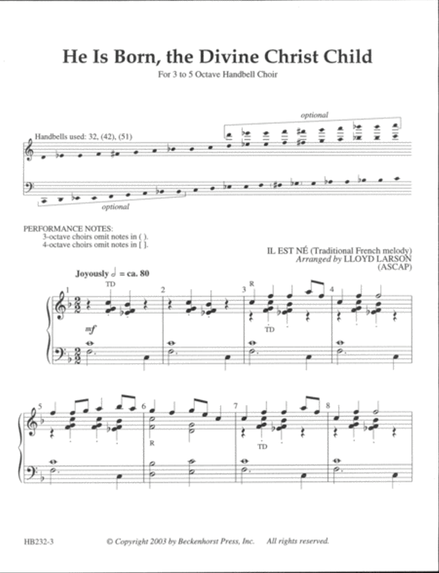 He Is Born, the Divine Christ Child - Larson 5-Octaves scores gallery preview page 2