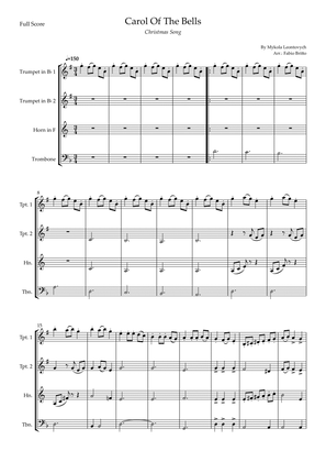 Carol Of The Bells (Christmas Song) for Brass Quartet (D Minor)